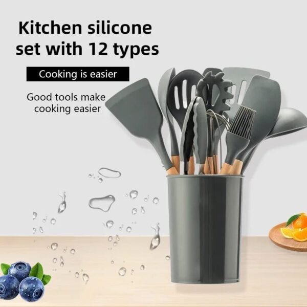 12pcs Silicone Kitchen Utensil Set with Holder (1)