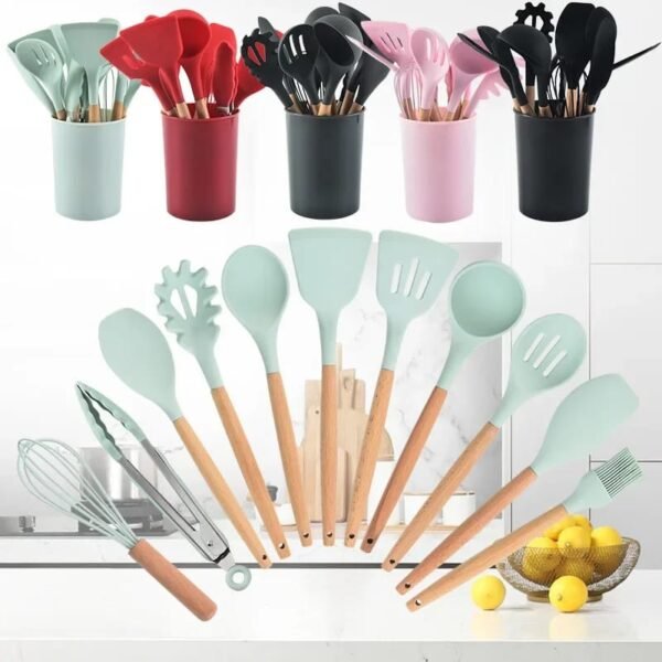 12pcs Silicone Kitchen Utensil Set with Holder (6)