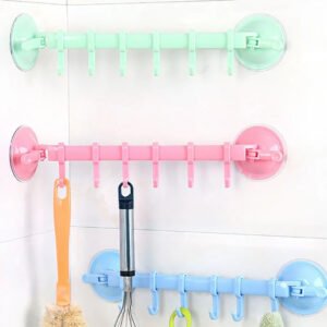 Wall-mounted Kitchen Hooks Suction Cup 6 Hooks (4)